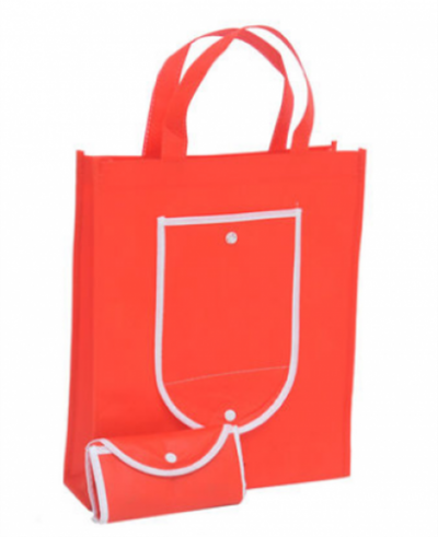 SKEFB02   Red foldable environmental protection bag to sample foldable environmental protection bag foldable environmental protection bag clothing factory environmental protection bag price non woven 80g environmental protection bag price 45 degree